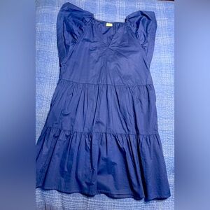 Blue Tiered Ruffled Sundress with Puff Cap Sleeves